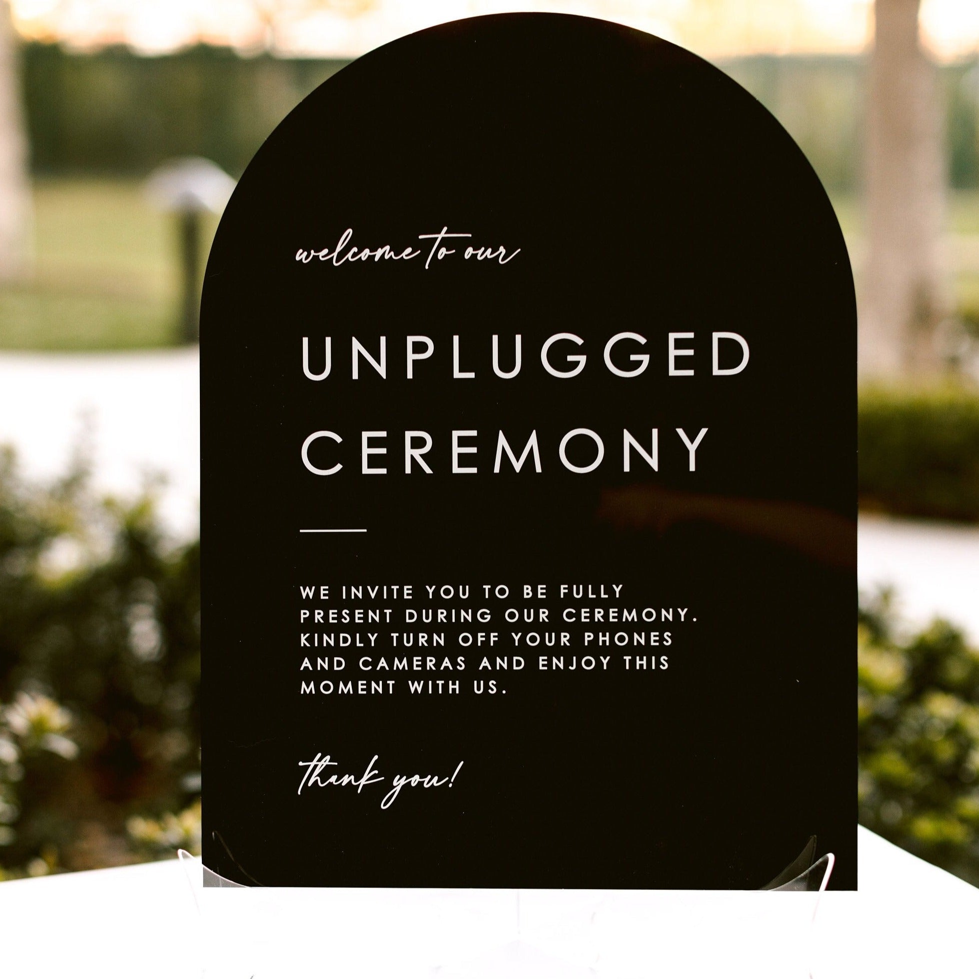 Arched Unplugged Sign for your wedding