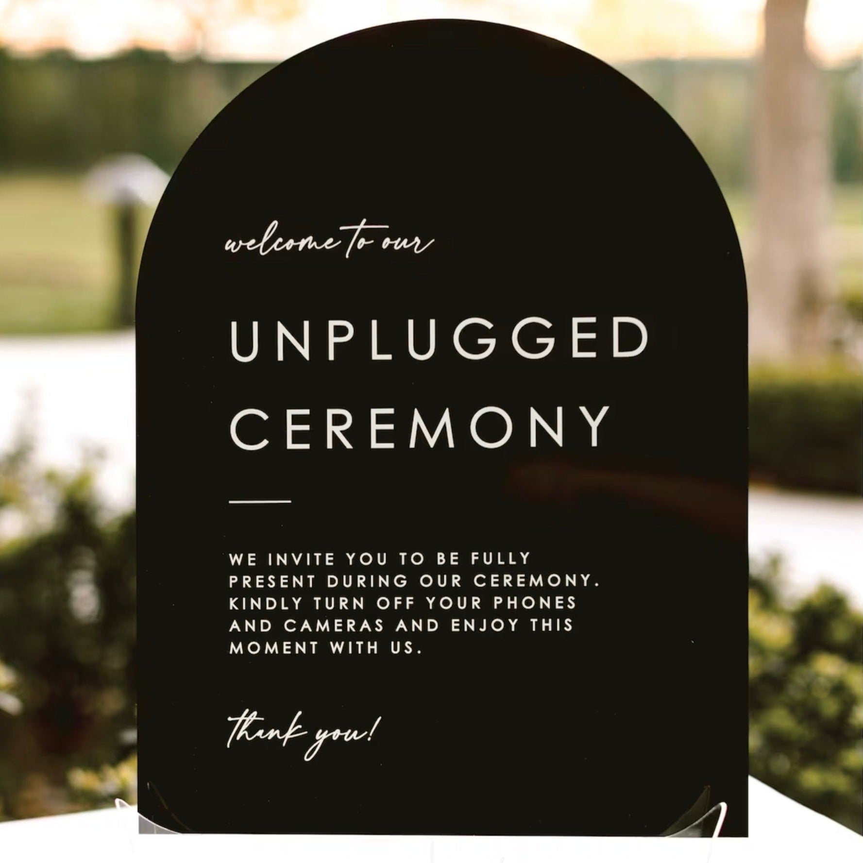 Arched Unplugged Sign for your wedding