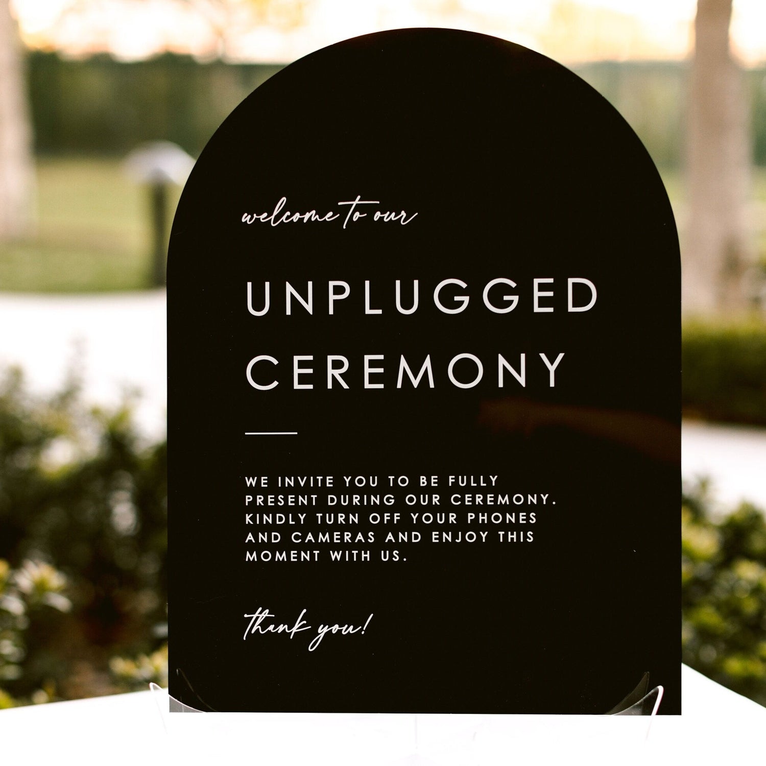 Arched Unplugged Sign for your wedding